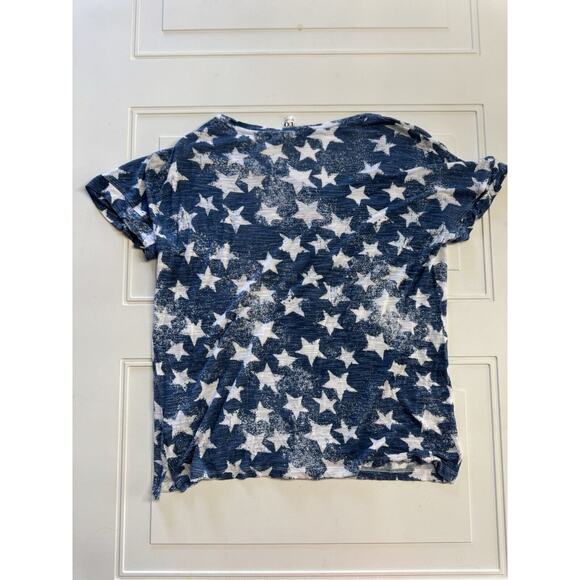 Thomas & Olivia Womans Blouse Top Blue Small Stars Button Up Star Short Sleeve - Picture 5 of 5